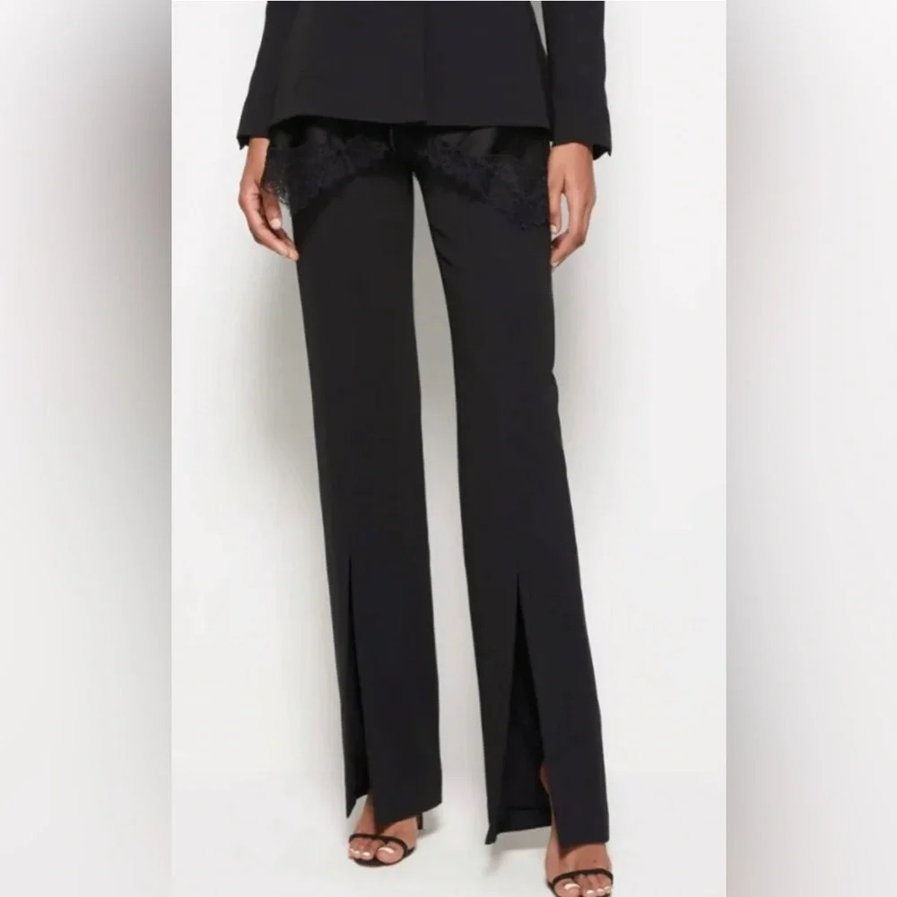 Jonathan Simkhai Satin-Combo Front-Slit Pants